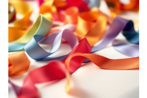 Selection of loose ribbons in various colours