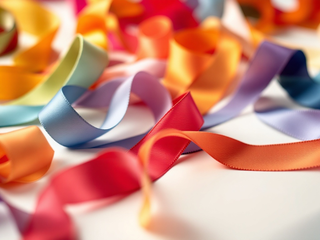 Selection of loose ribbons in various colours